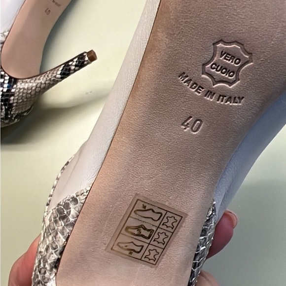 GIOVANNA GRAZZINI MADE IN ITALY Elegant White and Black Heeled Boots Snakeskin - Picture 5 of 5